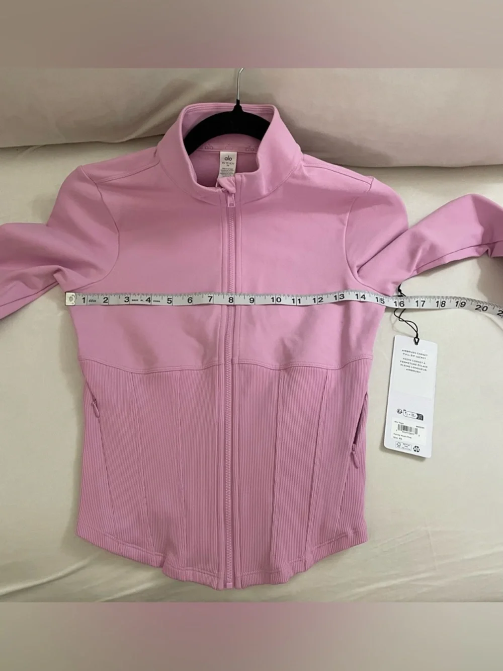 Alo Yoga NWT Airbrush Corset Full Zip Jacket Candy Heart Pink Size XS